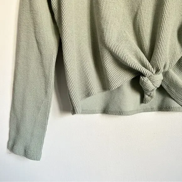 Madewell Elwood Knot Long Sleeve Crew Neck Top Green Size M - Picture 6 of 10